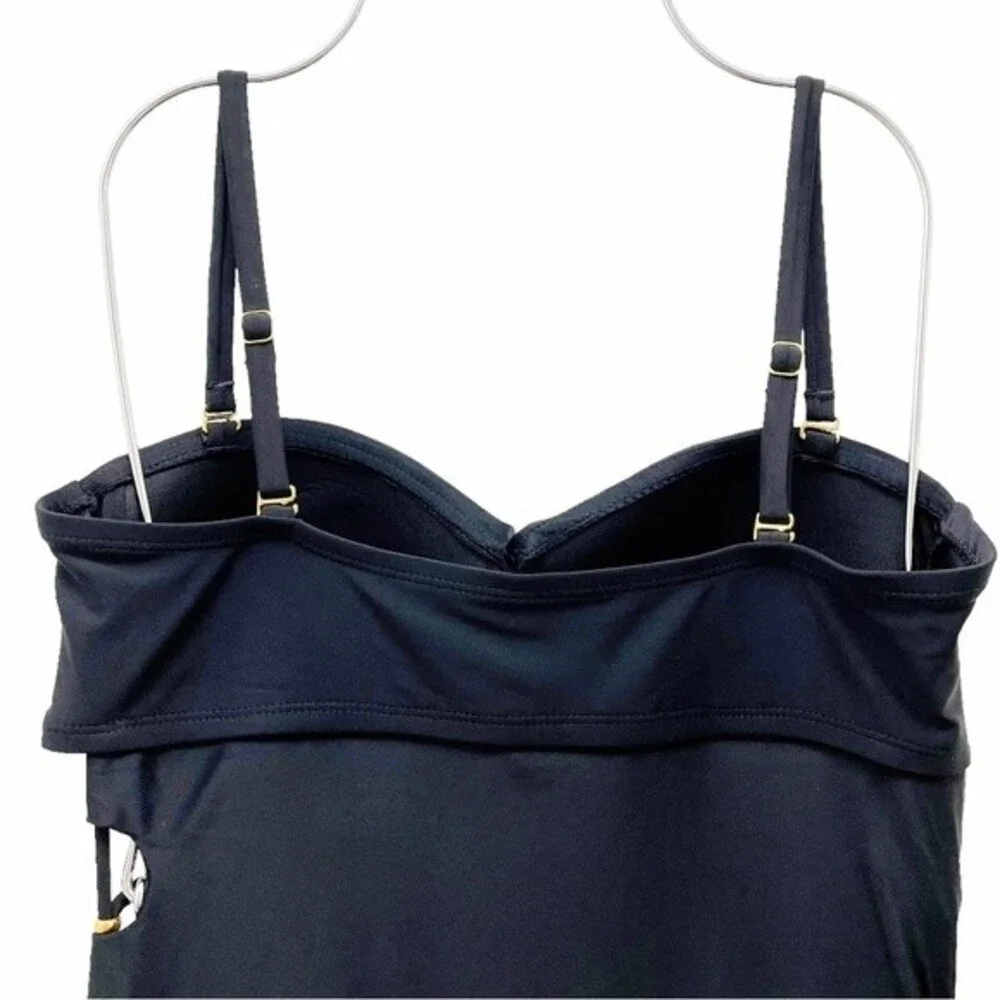 NWT SeaFancy One Piece Black Swimsuit With Side Cutouts Women’s Size Medium NEW